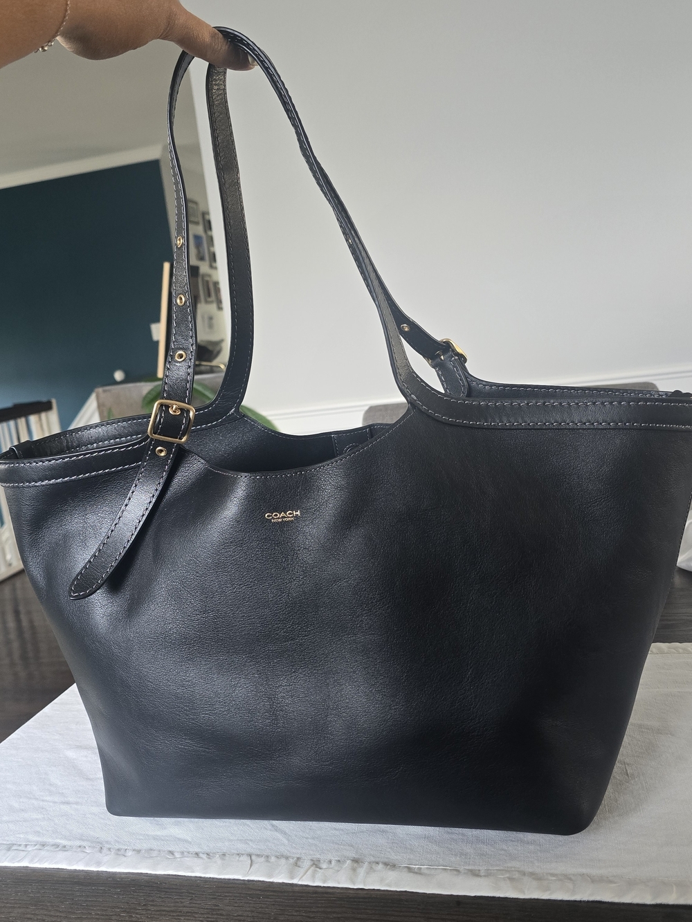 Coach Black Leather Gramercy Tote Bag